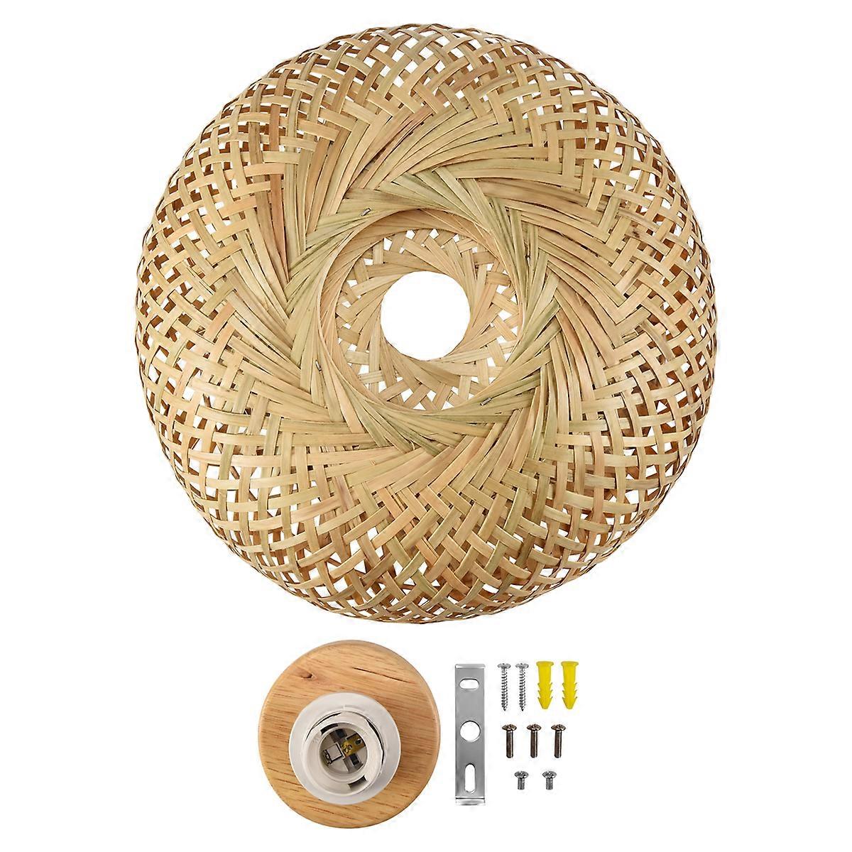 Bamboo Wicker Rattan Light Fixture Flush Mount Ceiling Lamp,30X18cm