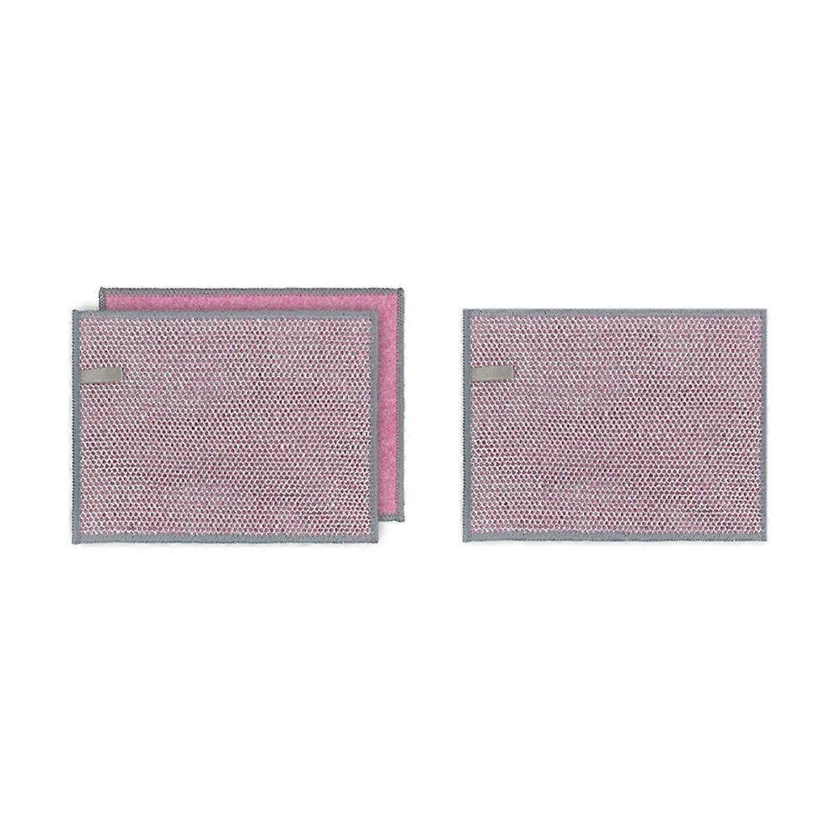 3Pcs Multipurpose Dishwashing Rags Reusable Scrubbing Pads,Pink