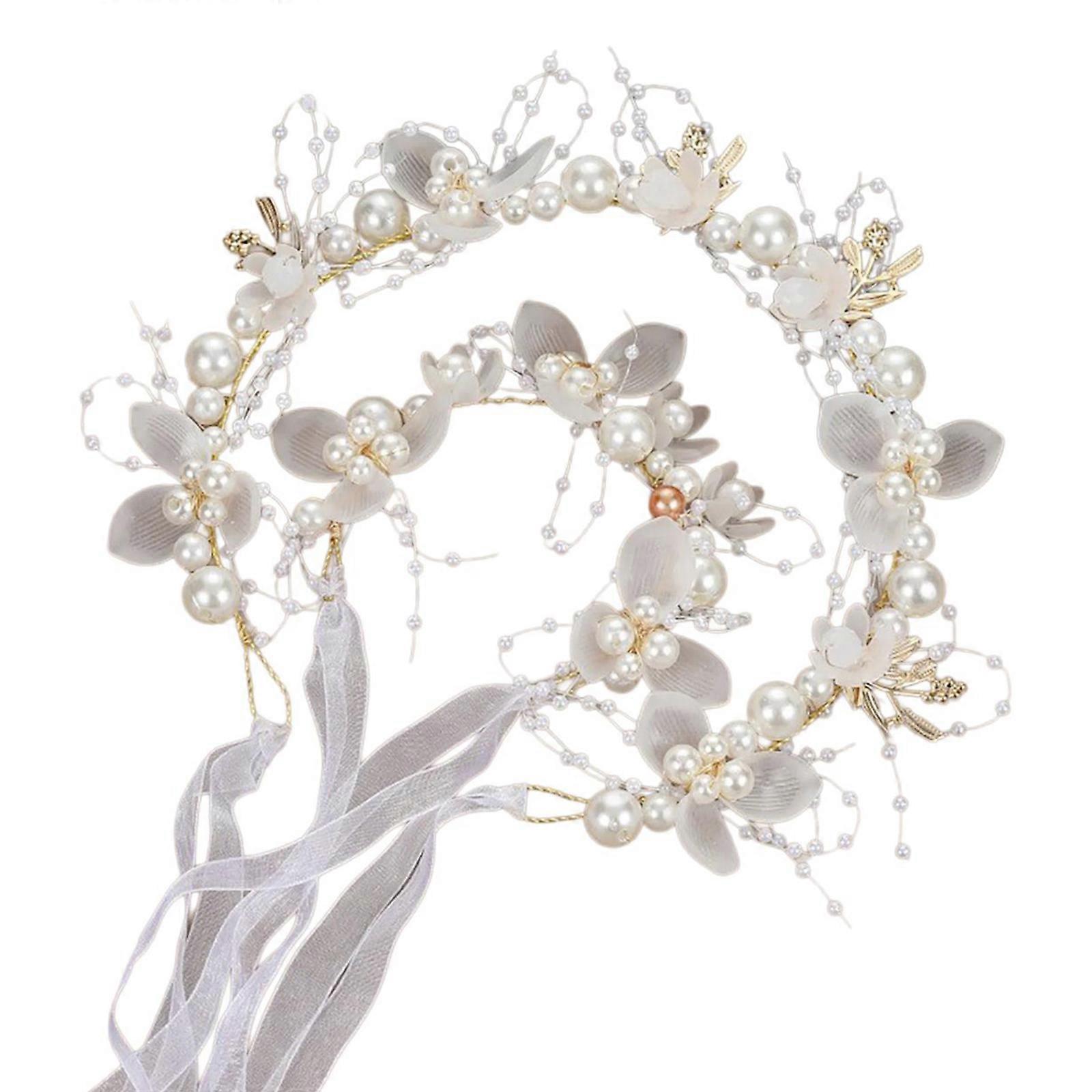 Κομψό λουλούδι τιάρες Hairband με καρπό λουλούδι για λουλούδι κορίτσι γάμου νύφη αξεσουάρ μαλλιών όμορφη διακόσμηση μαλλιών λευκό