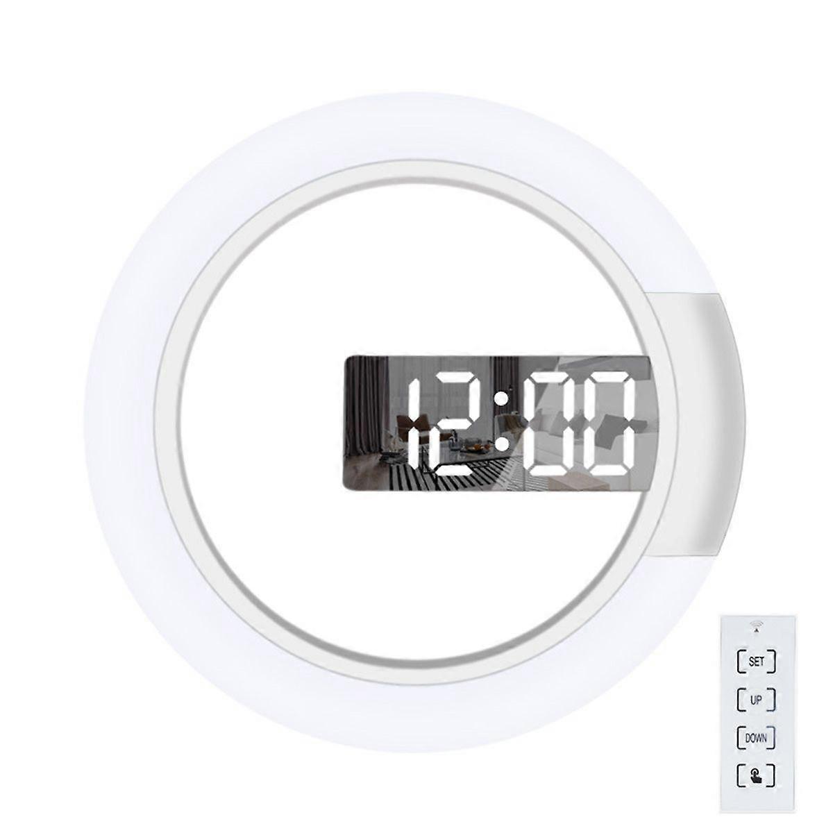 LED wall clock, creative remote control, digital clock, hollow mirror, temperature