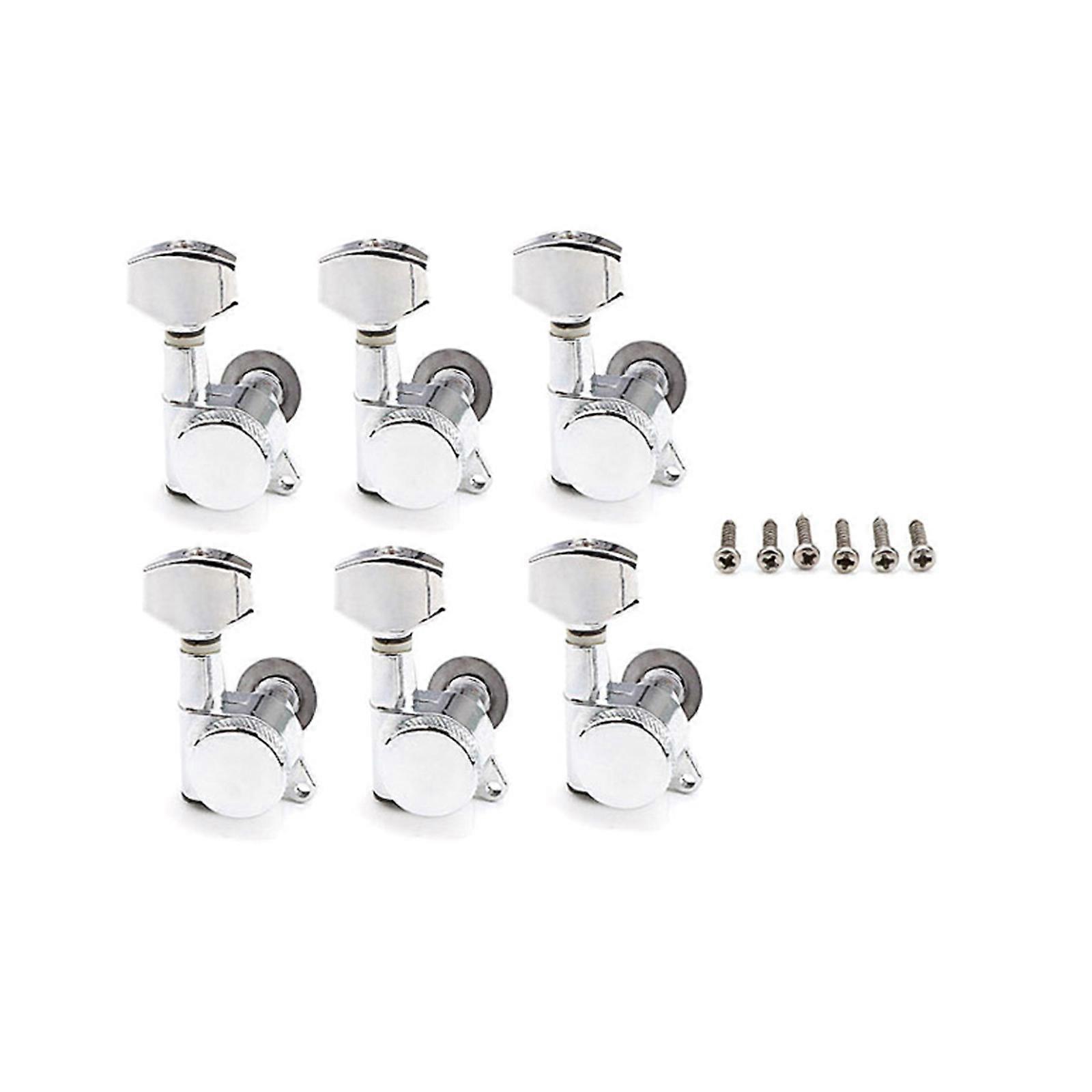 6Pcs Guitar String Tuning Pegs 6R/6L Tuner Machine Heads 1:15 Ratio Guitar Locking Tuners Heads Replacement with Screws