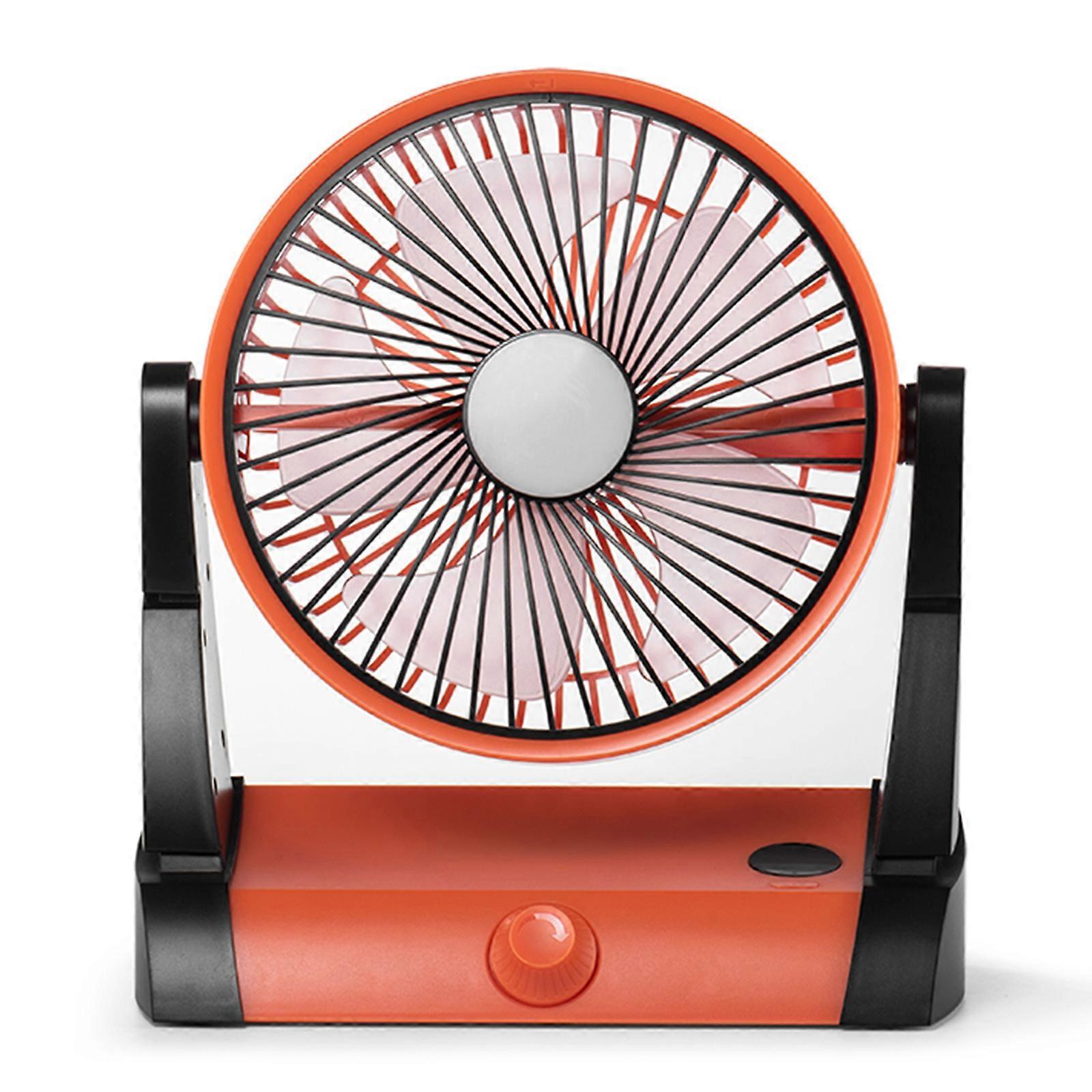 Stepless Speed Camping Fan Hanging Fan with LED Lamp 3600mAh Rechargeable Ceiling Fan with Hook for Home Emergency Orange