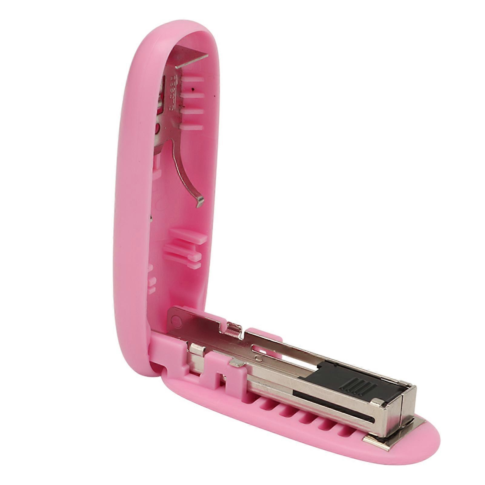 Mini Stapler Leverage Structure Save Labour Foldable Portable Stapler for Office School HomePink 