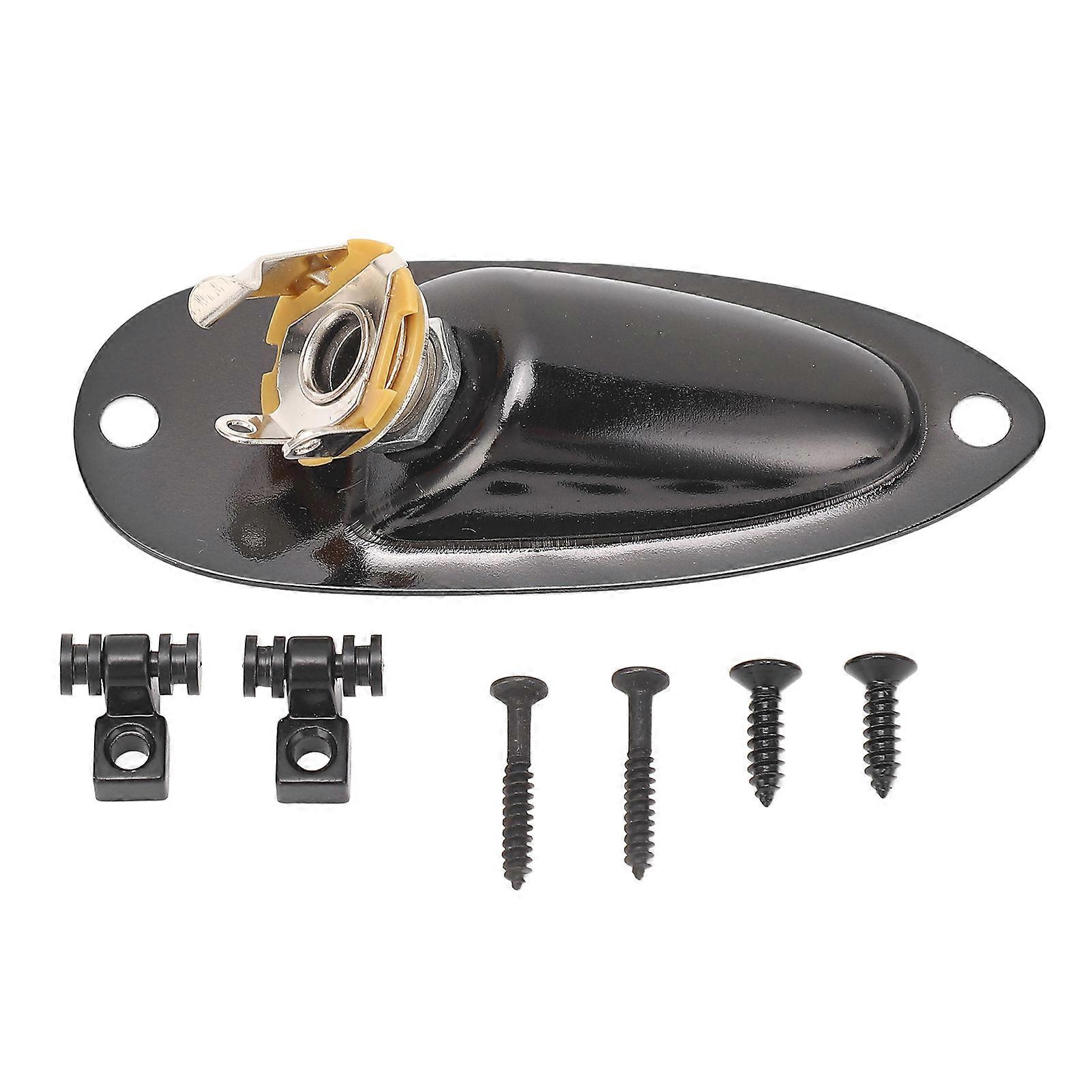 Guitar Input Jack Boat Style 6.35mm Metal Electric Guitar Input Output Socket with 2 String Fixators