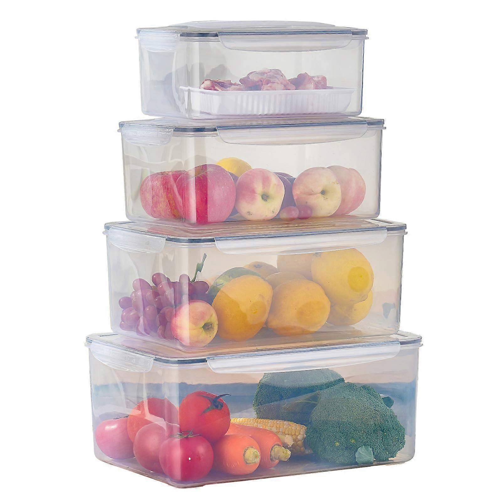 4 Capacity Airtight Organizers Storage Boxes Food Containers Set Refrigerable & Microwaveable for Kitchen 9.9Ibs/15Ibs/23Ibs/32Ibs
