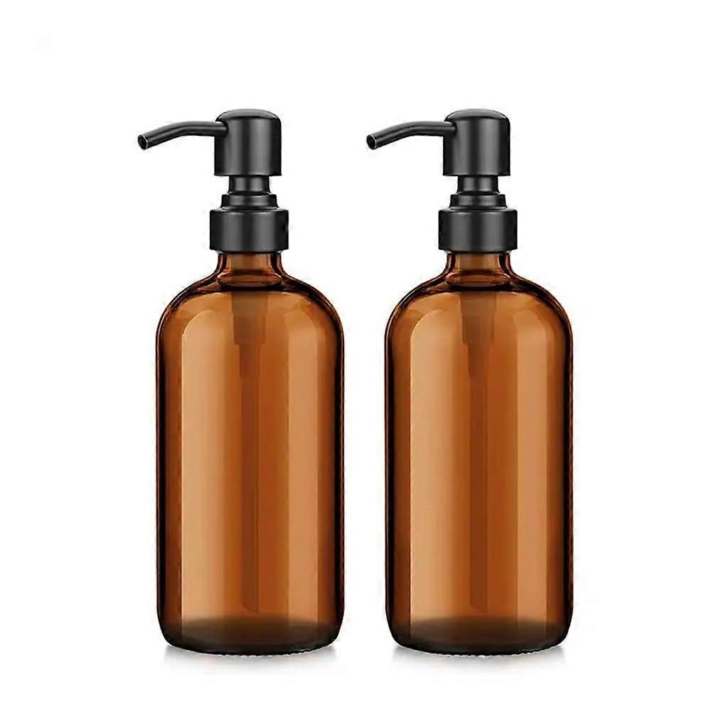 2 pack stainless steel brown soap dispenser for bathroom 500ml