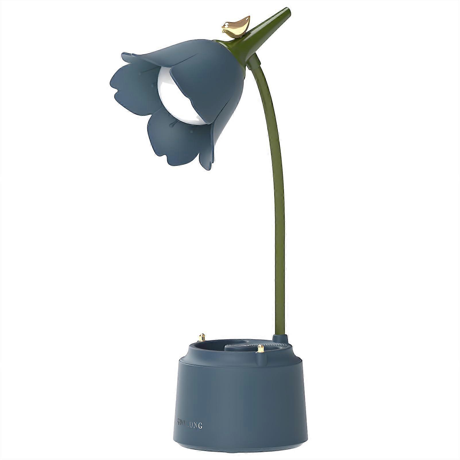 Cute LED Table Lamp with Kawaii Flower and Bird Design, USB Rechargeable, 3 Color Modes, Ideal for Home Decor