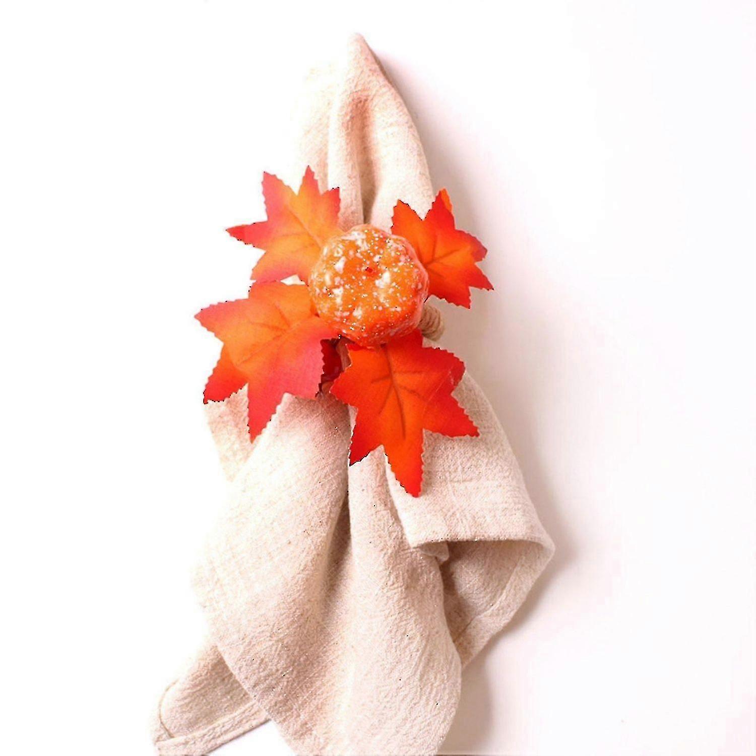 12 Pcs Simulation Maple Leaf Shape Napkin Buckle Plastic Material Napkin Rings