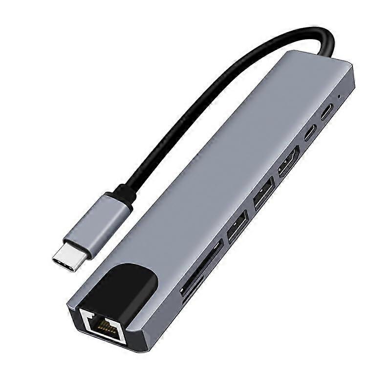 USB C Hub, USB C Docking Station 8 in 1 Triple Display Type C Adapter with HDMI 4K, Type C, PD Charger, Gigabit Ethernet, 2 USB Ports, SD/TF Card Read