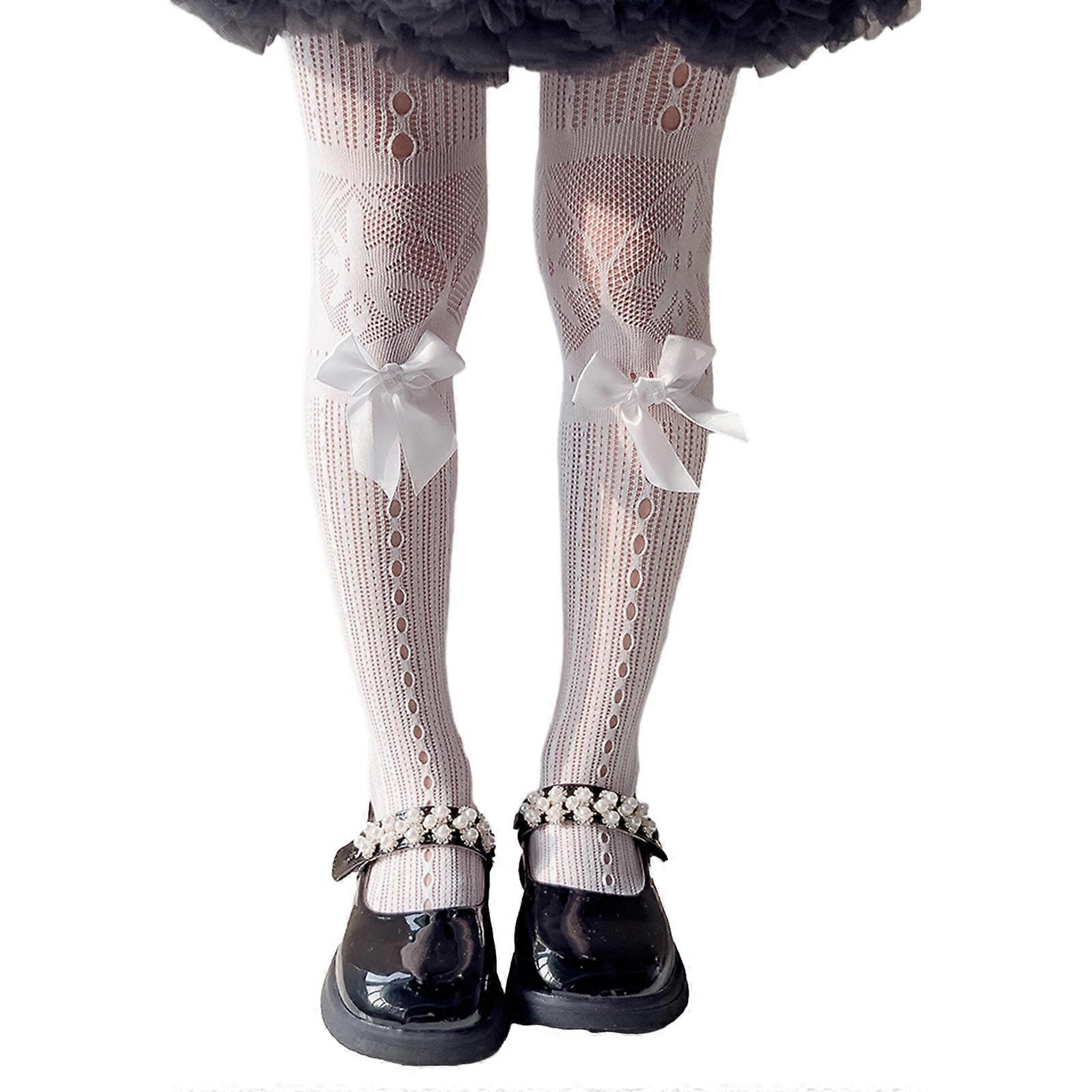 أزياء طماق شبكة صيد السمك للفتيات كبير الجوارب الجوارب جوارب جوارب الأطفال الطويلة لفساتين الربيع الصيف الأبيض S