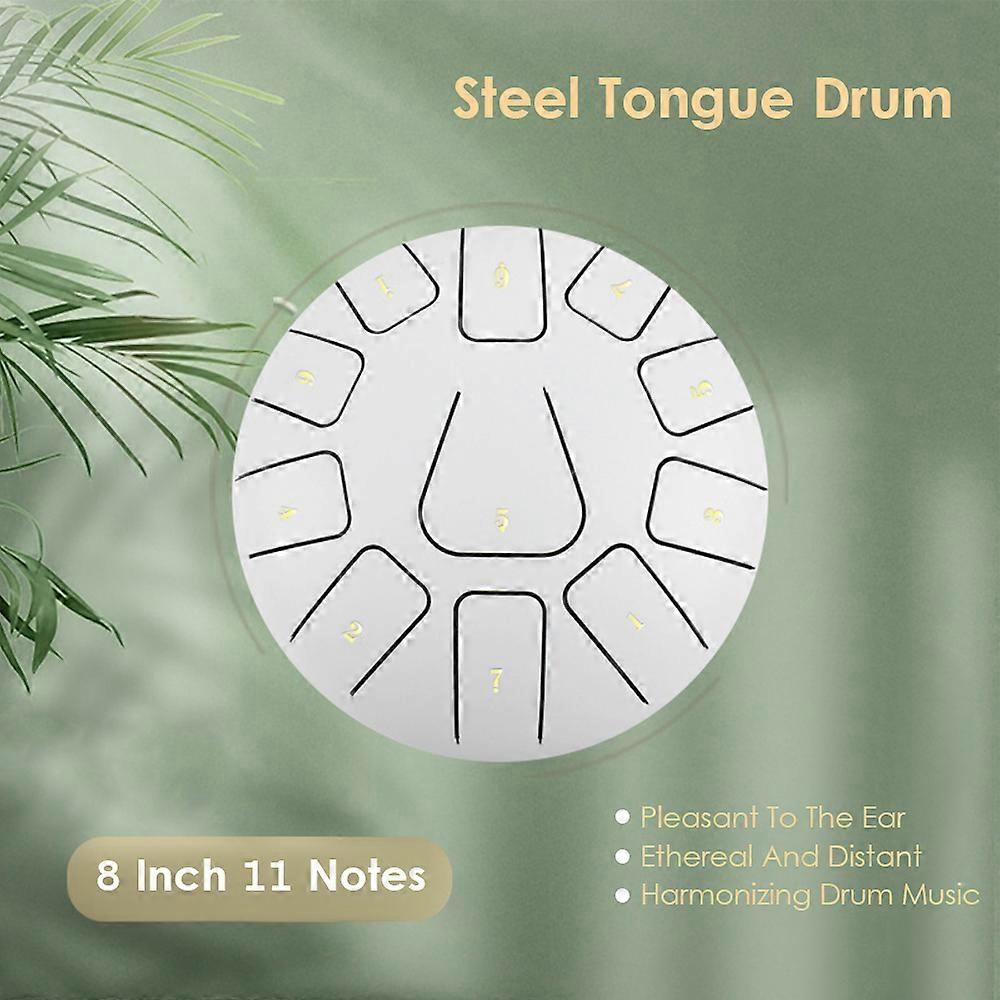 8 Inch 11 Notes Steel Tongue Drum with Mallet and Picks Percussion for Meditation and Yoga