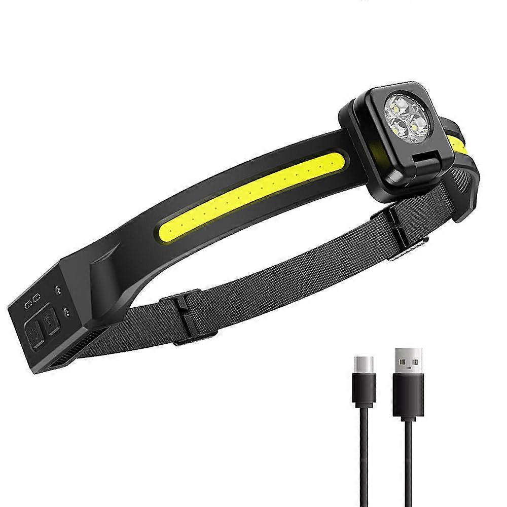 Headlamp Rechargeable, COB Head Lamp LED Light with Motion Sensor for Adults - Camping Accessories