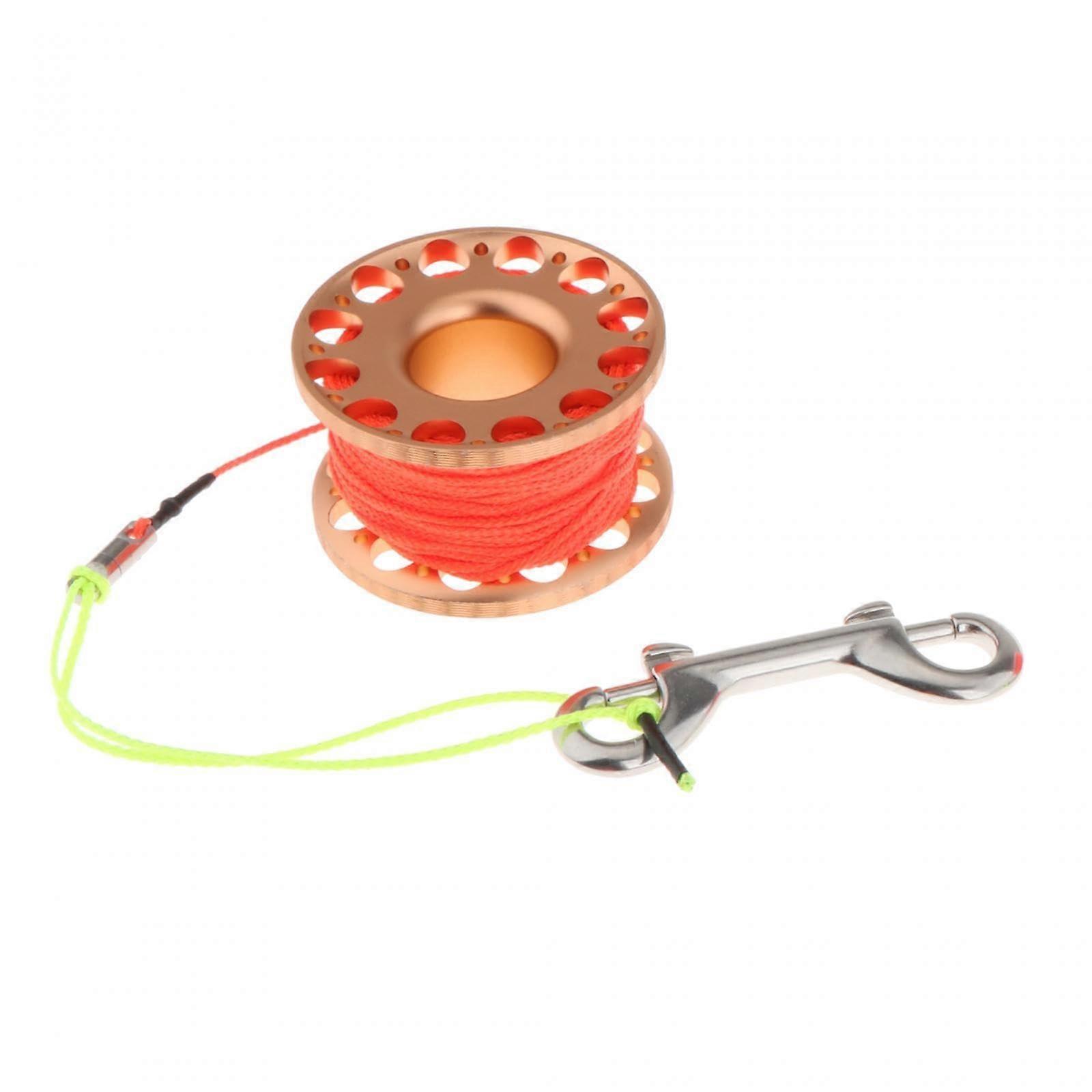 Diving Reel with End Clip Compact Finger Spool for Freediving Gear, Lightweight Durable Design, 100ft Line Length