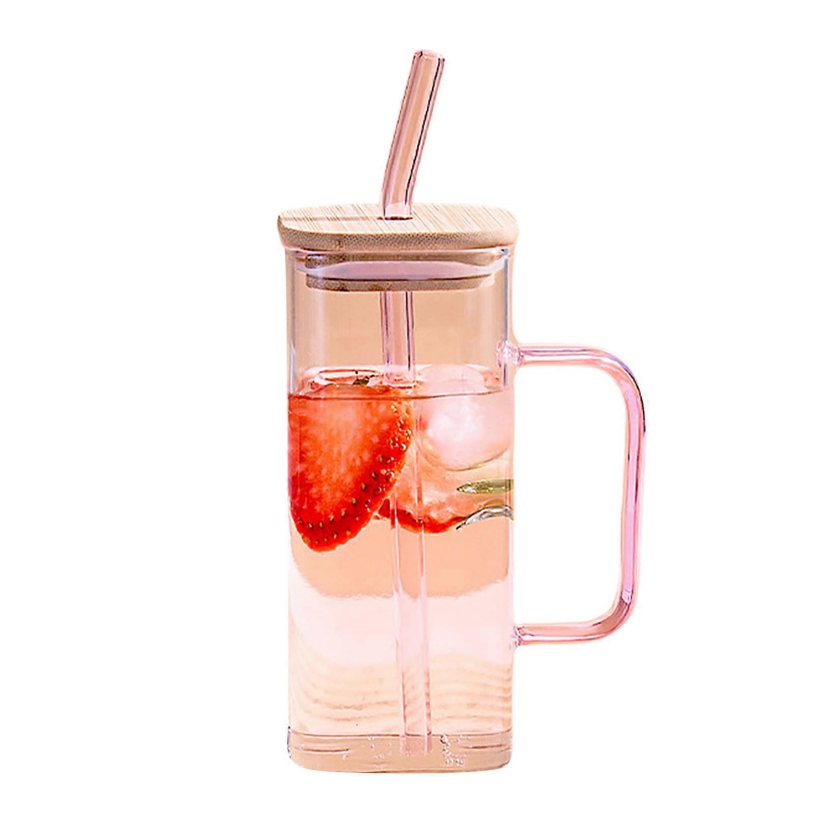 400ML Square Glasses with Handle Single Layer Borosilicate Glass Cups for Soda Tea Cocktail Wine