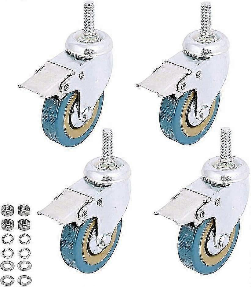 حزمة، قفل 3 "جبل الخيوط قضيب دوار عجلات غير ملحوظ دوران البولي يوريثين عجلة والفرامل (قضيب مترابط: 12 * 30mm)