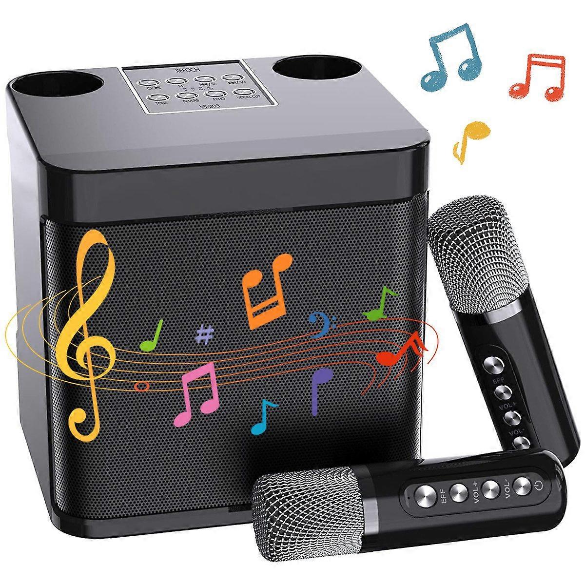 Mini Karaoke System with 2 Microphones, Bluetooth Karaoke Speaker for Fun Singing