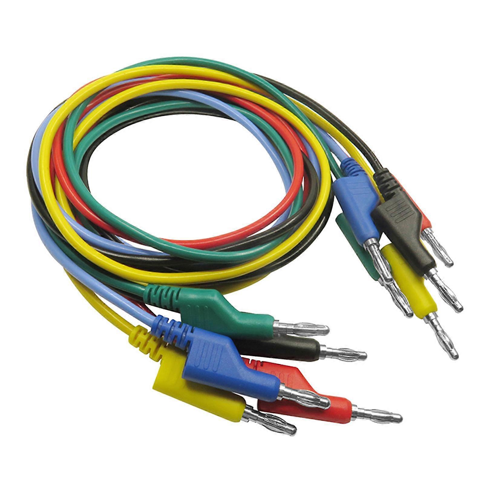 5Pcs Ended 4mm Banana Plug Stackable Test Leads for Multi Meter