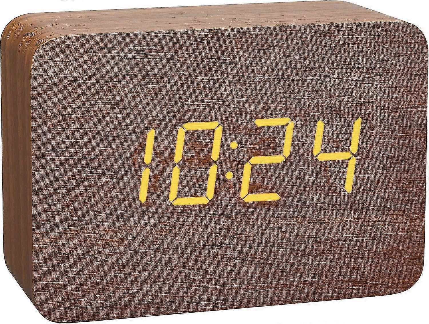 Small Wooden Digital Alarm Clock LED Display
