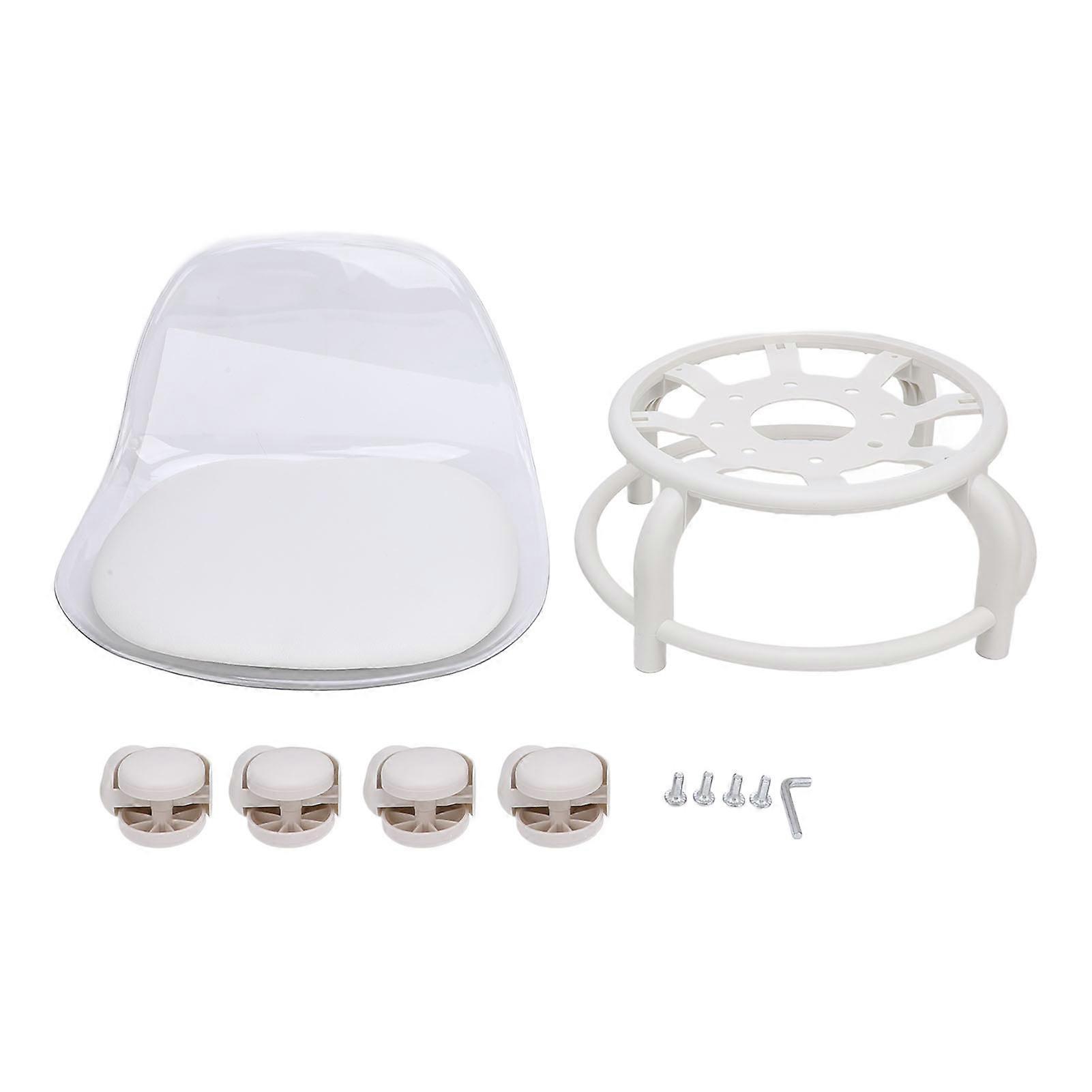 Low Rolling Stool with Wheels Back Support Small Acrylic Short Silent Mini Roller Seat Transparent Gray