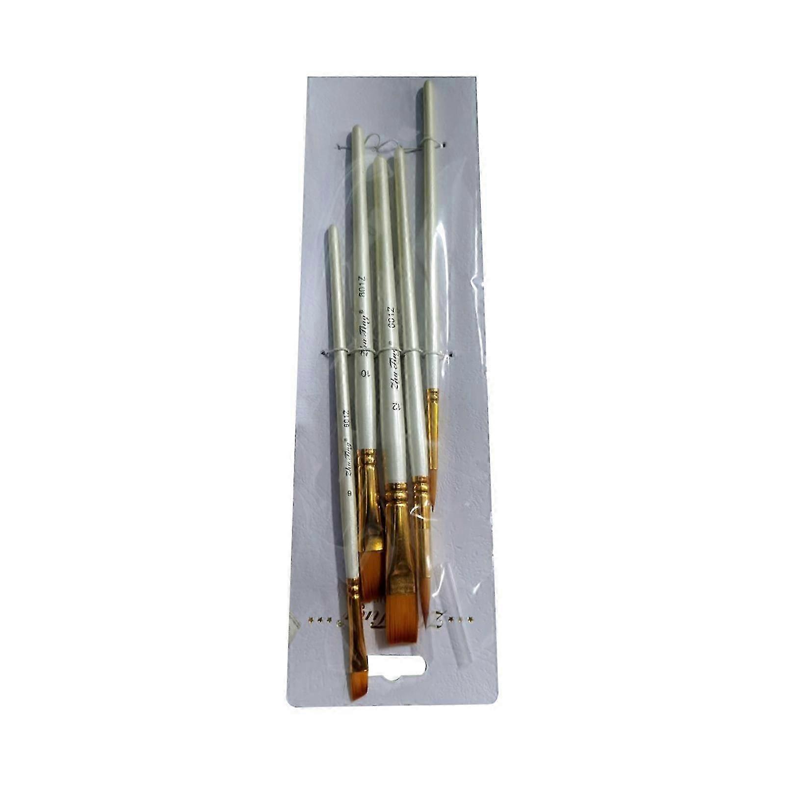 5 Size Angled Flat Tipped Brushes Art Angular Paintbrush Set for Acrylic Oil