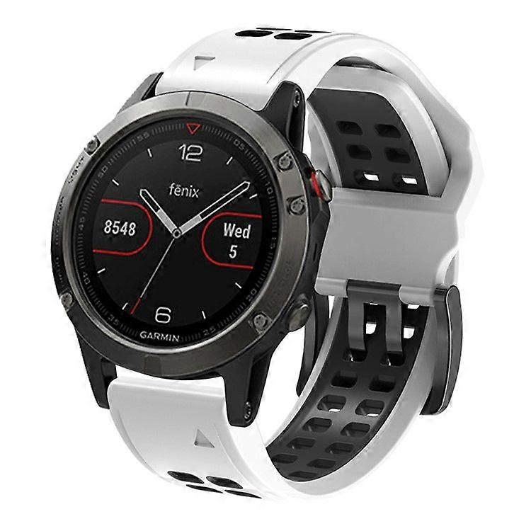 For Garmin Fenix 7/ 6/ 5 Soft Silicone Sport Replacement Band Quick Release Dual Color Watch Strap