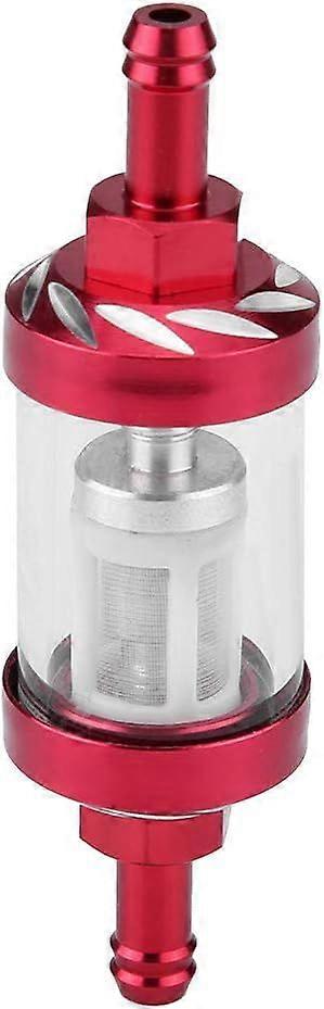 8mm Metal Gas Glass Fuel Filter Thread Replacement for Motorcycle(Red)