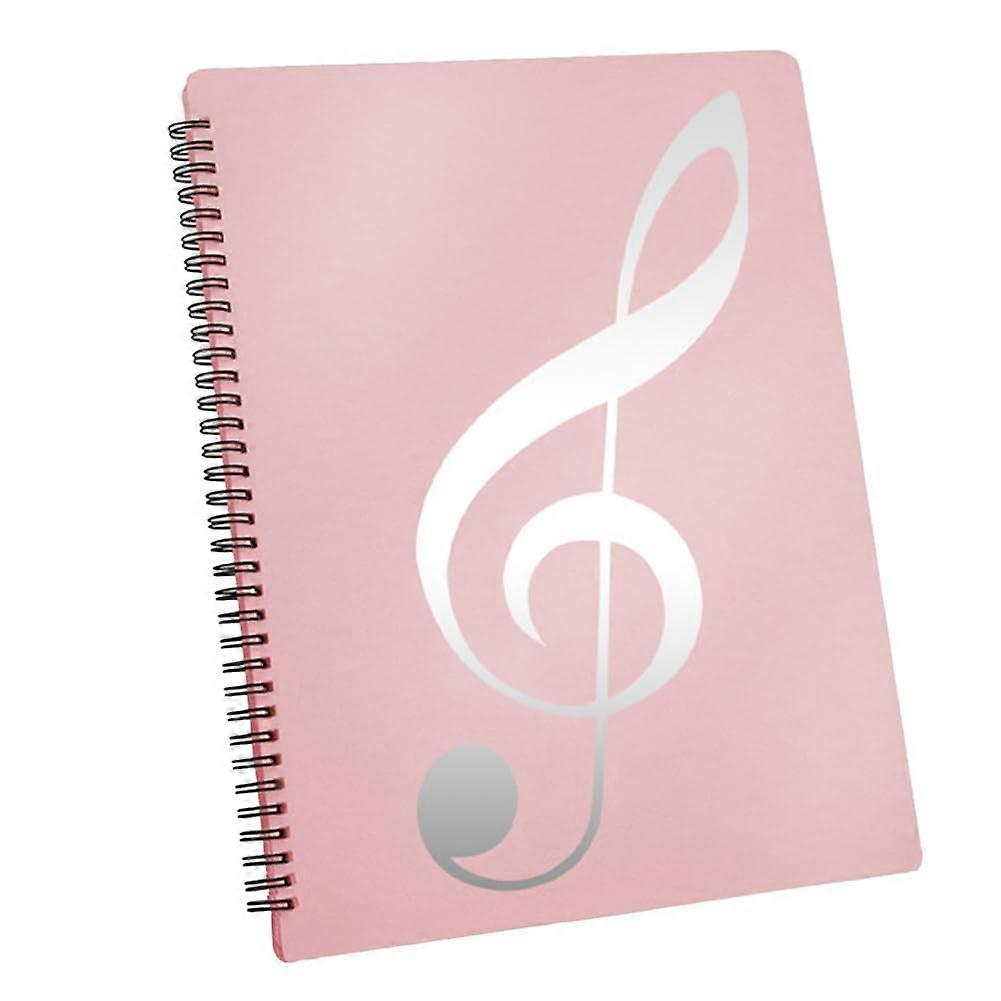 Music Folder, 60Page, Fits Letter A4, Writable, Removable, Durable, Pink Silver