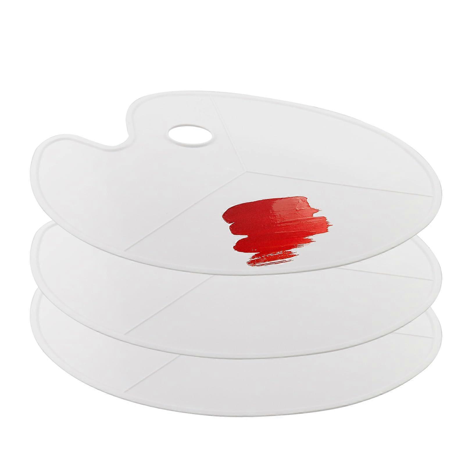 3 Pcs Plastic Paint Palette Oval Paint Color Mixing Tray 17' x 12' Painting Tray with Thumb Hole for Artists Painter Ref: 2173