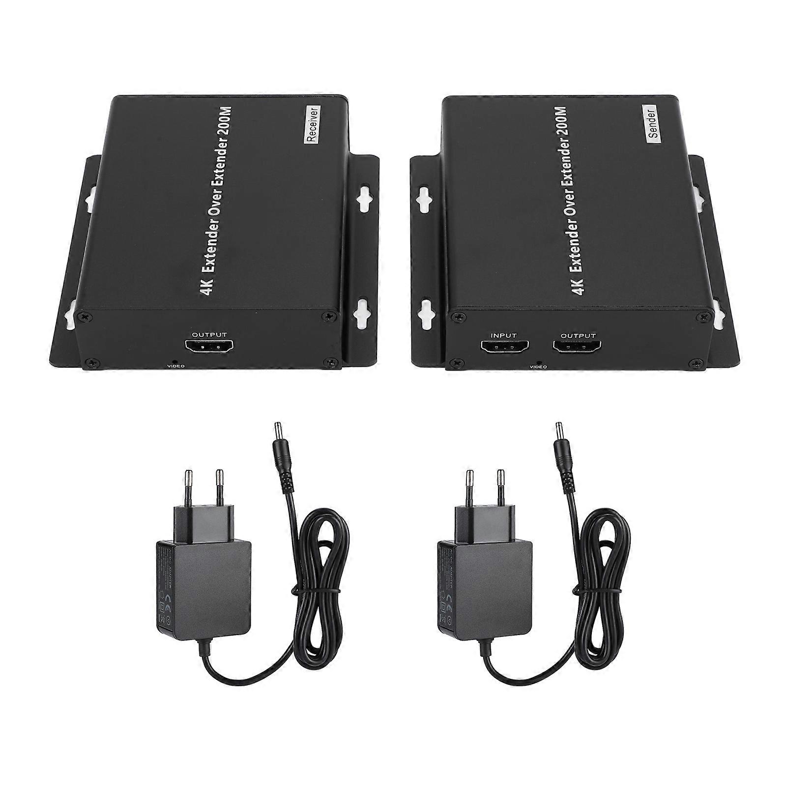 4K HD Multimedia Interface Extender - 656ft Ethernet Cable for Security & Conferencing EU Plug
