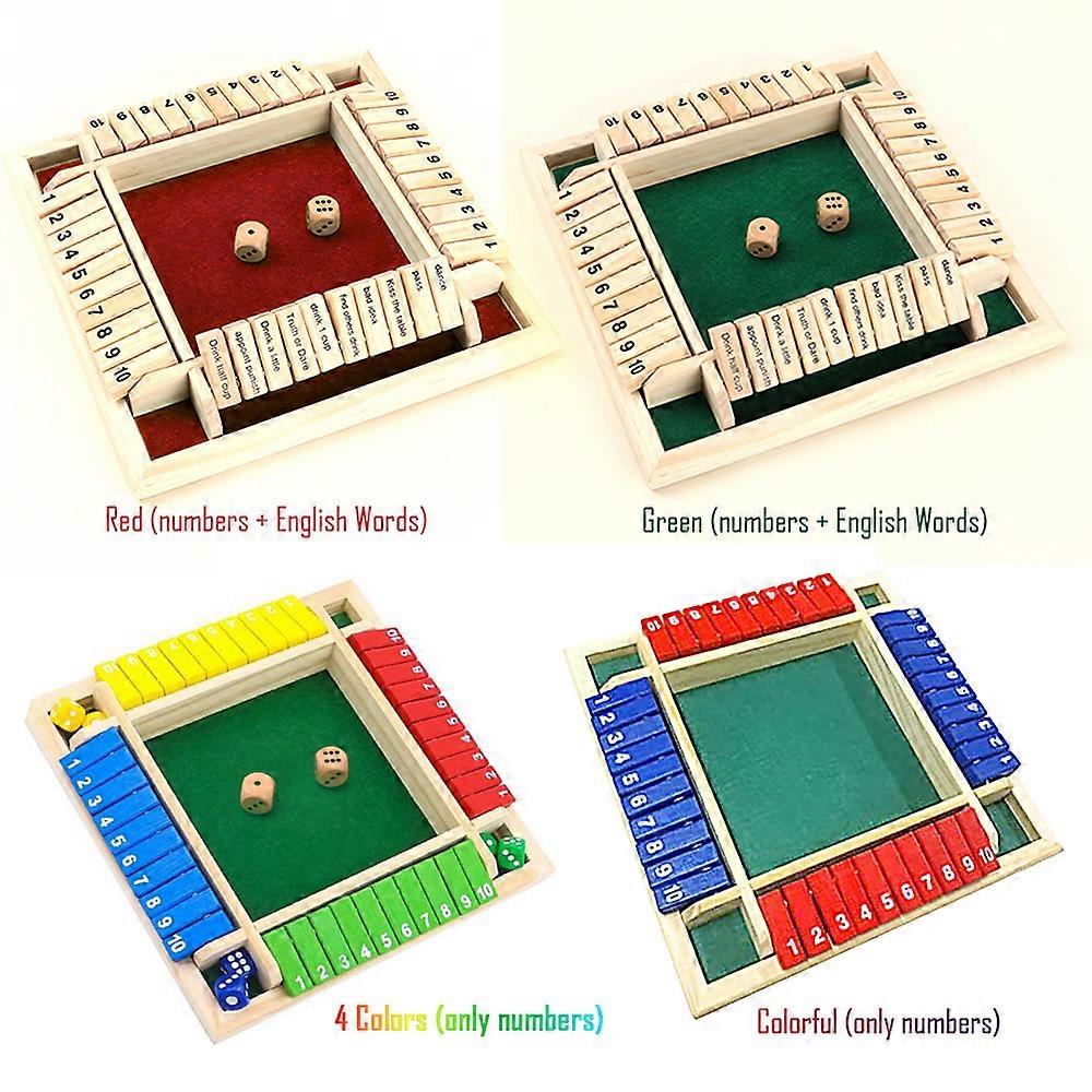 Wood Four Sided 10 Numbers Board Game Set Dice Table Entertainment Board Game Toy for Family Adults Party
