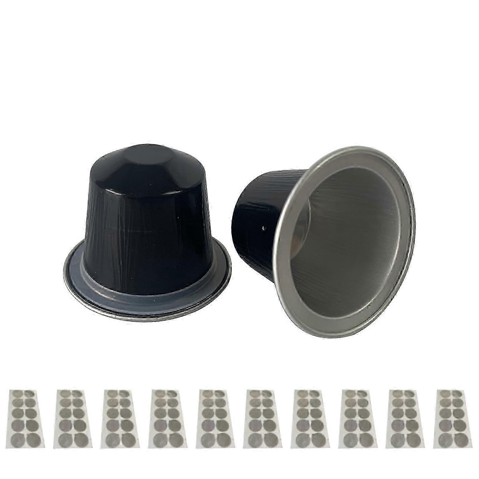 Lot de 100 capsules de café vides en aluminium avec autocollants adhésifs, jetables