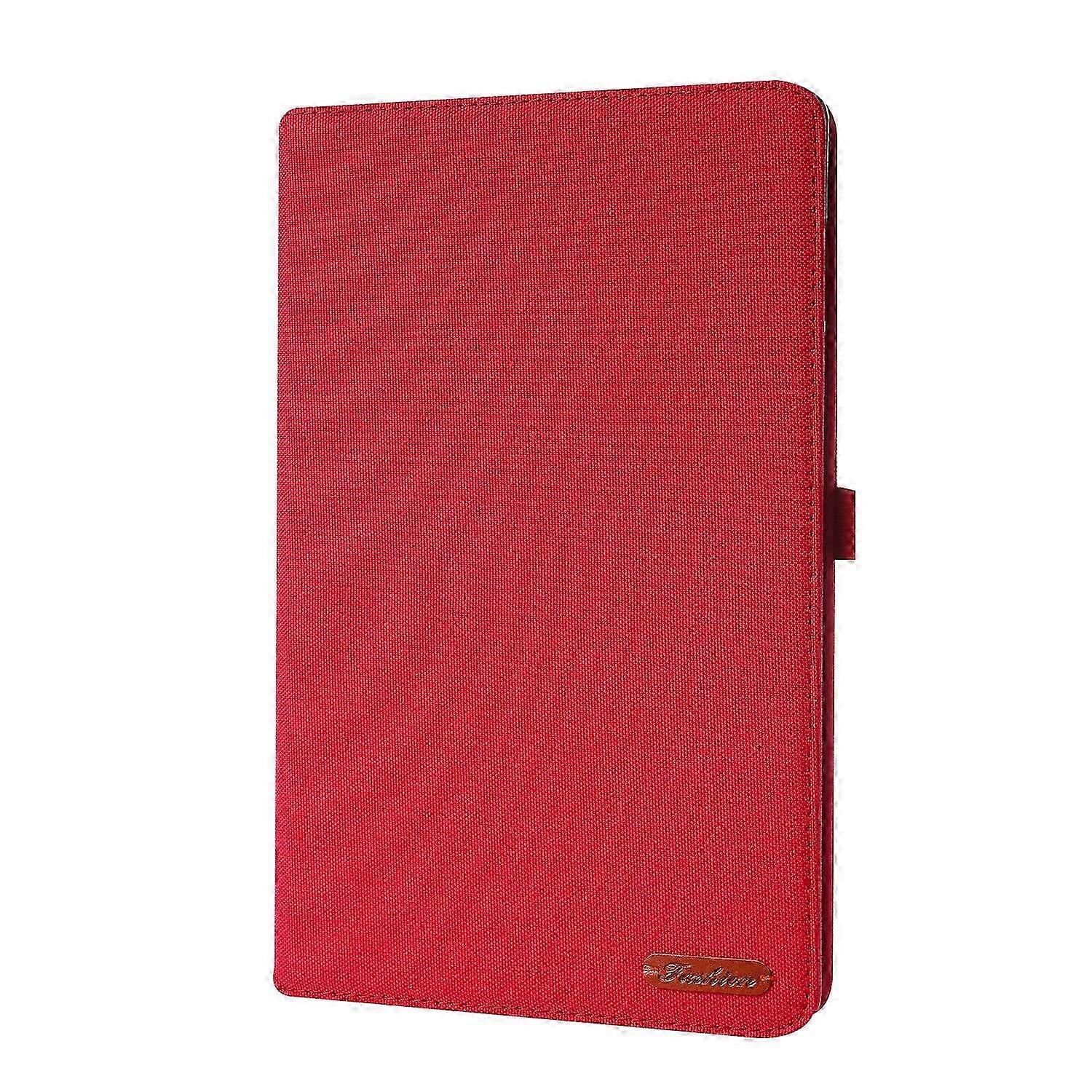 2025 Tablet Case For Lenovo Tab K10 Fabric Texture Horizontal Flip TPU Leather Case with Holder(Red)