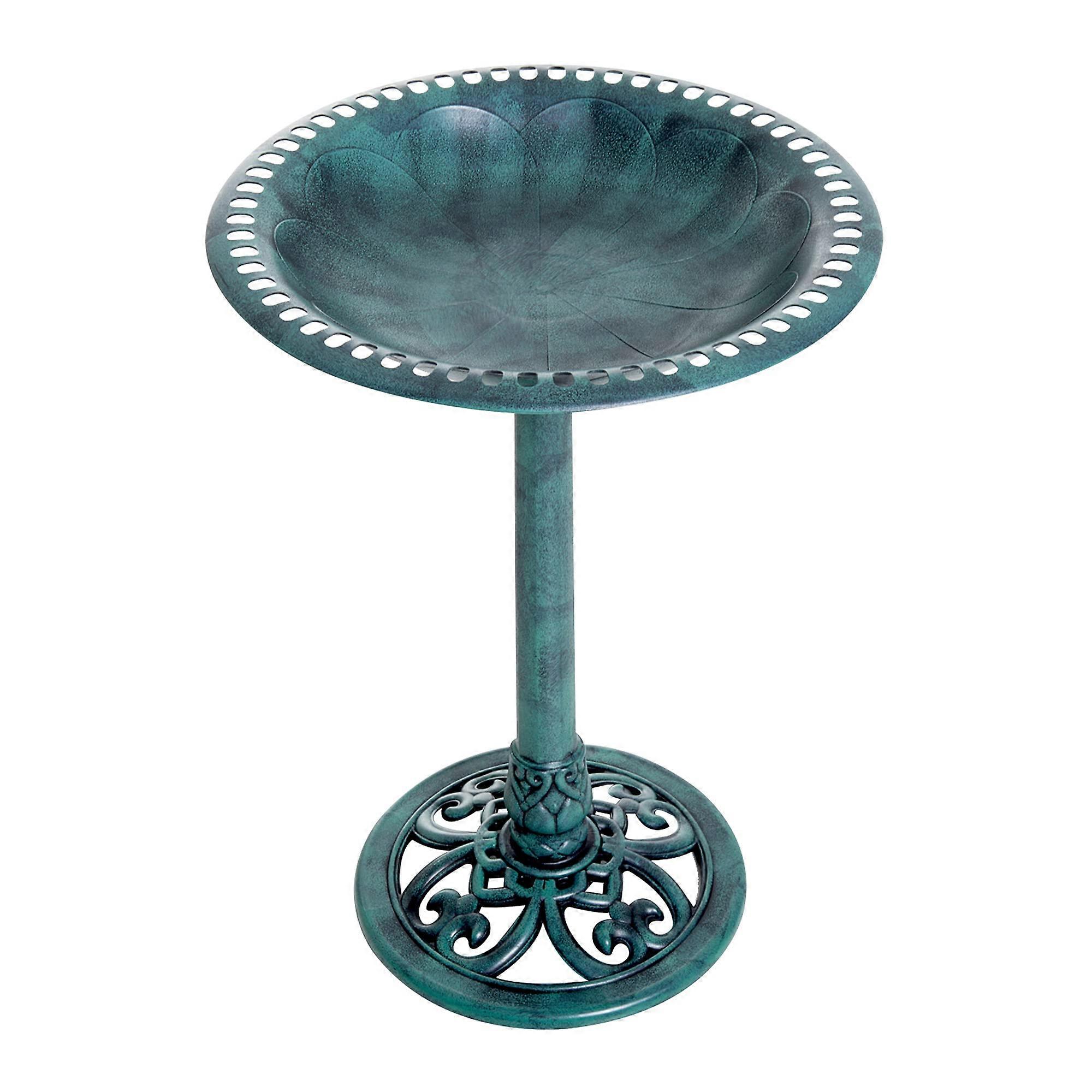 Classic Bird Bath Standing, Plastic Bird Bath with Stand, Bird Feeder for Wild Birds, Green