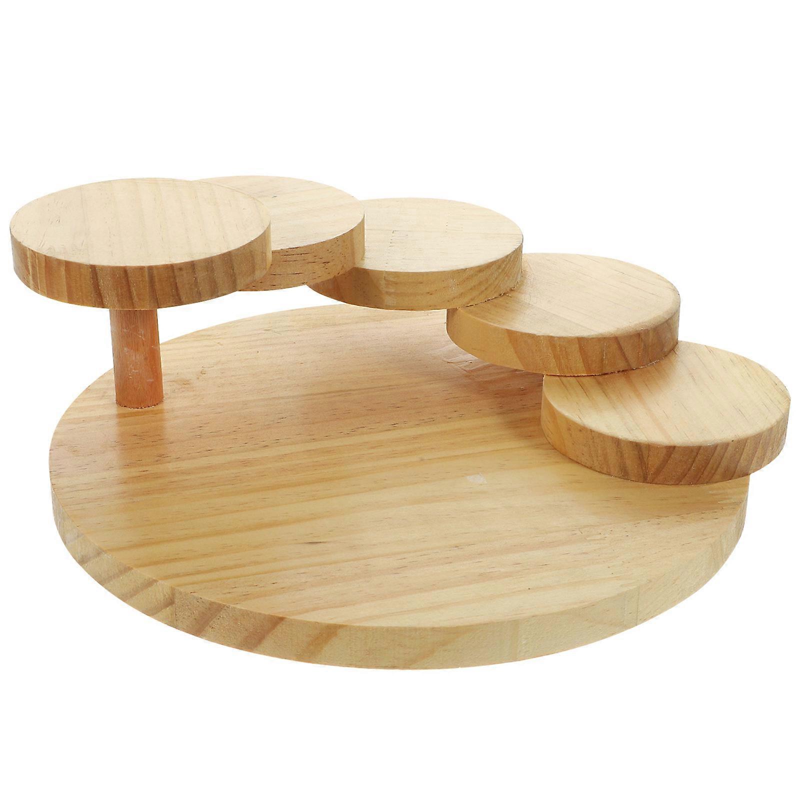 Wood Sushi Plate Sushi Serving Plate Rotating Circular Hotel 27.00X27.00X10.50CM Khaki Display 1Set