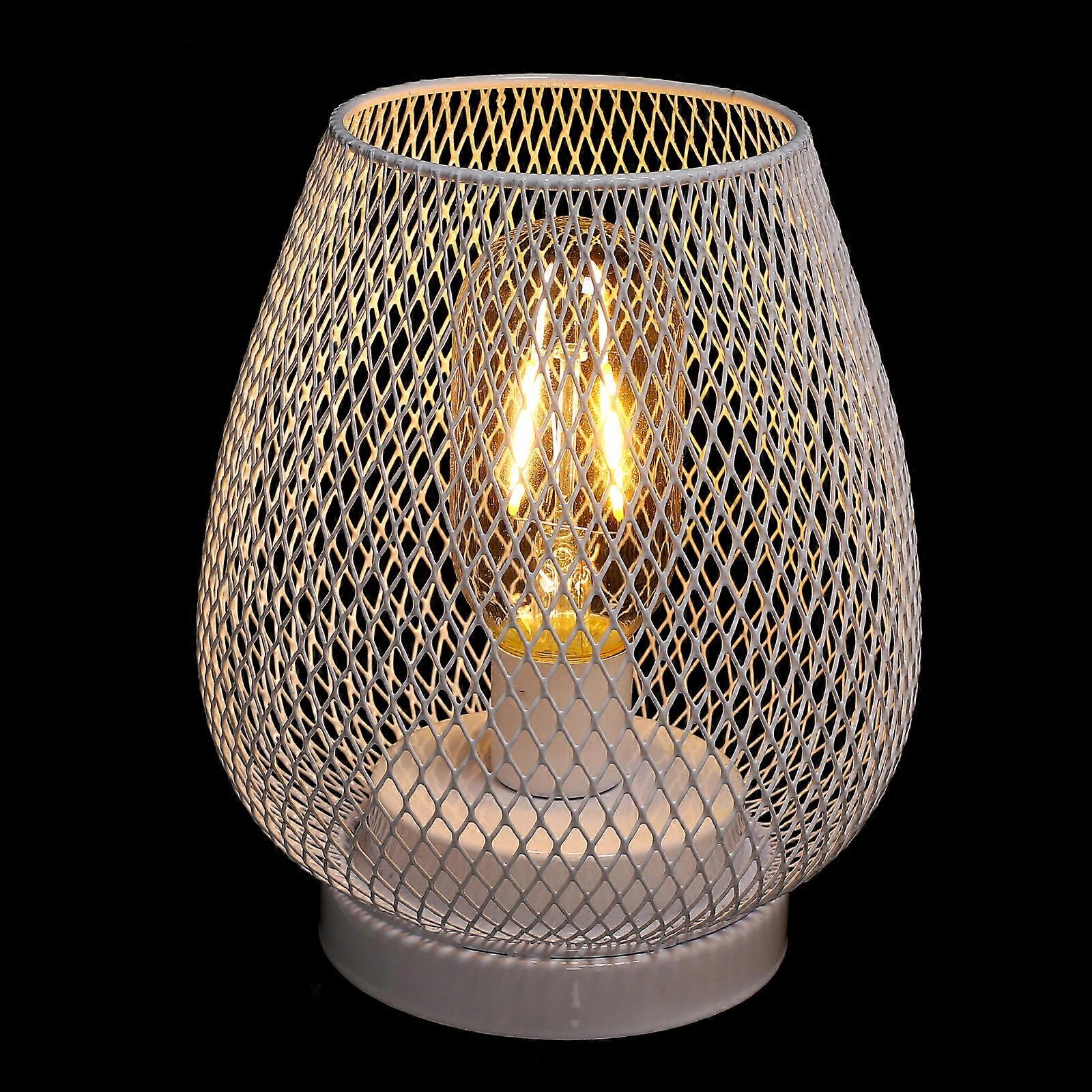 Rustic Table Lamp Cage Shape with LED Bulb for White 17X12CM Child and 1Set