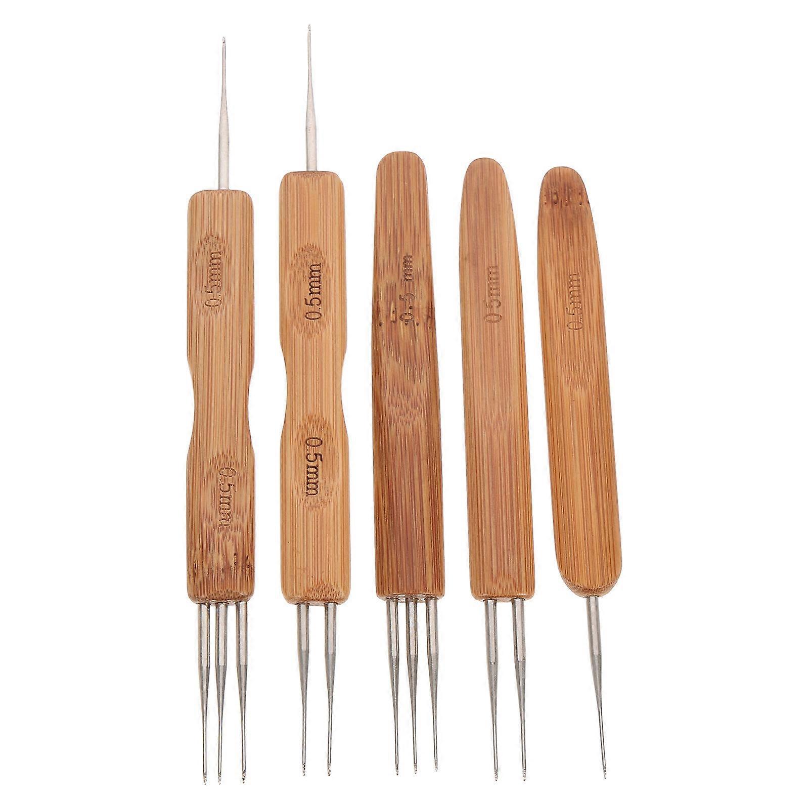 Ergonomic Crochet Hook Smooth Surface Technology For Dreadlocks Maintenance 16X1.5cm Bamboo 5Pcs
