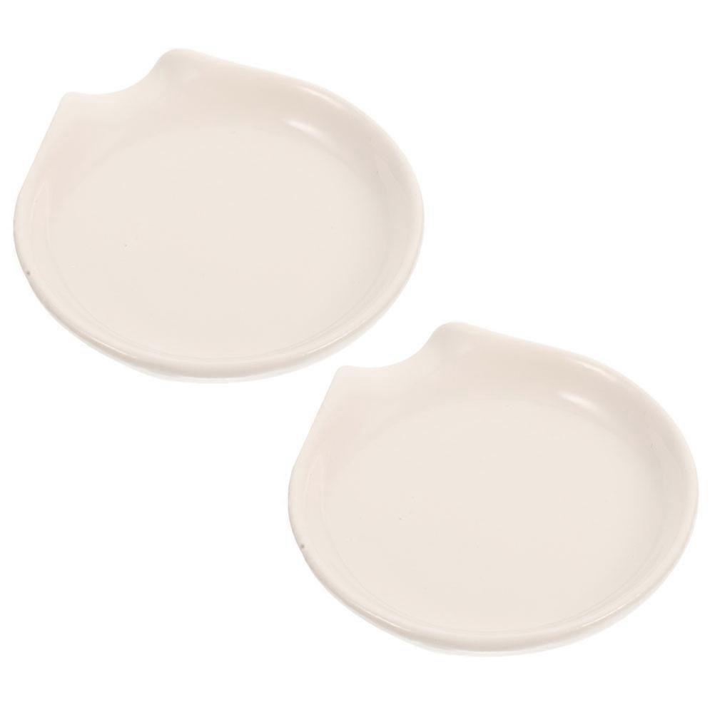 Ceramic Spoon Rest 2Pcs White Kitchen Spoon Rest for Storage Use Steady Placement