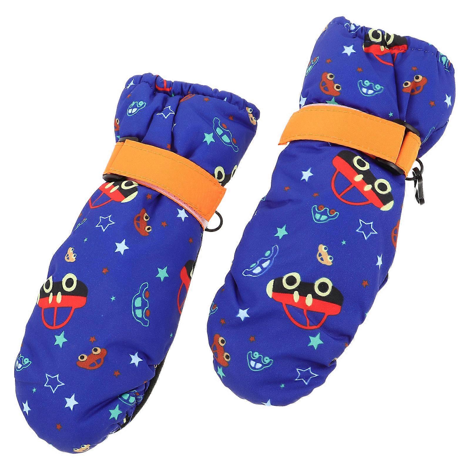 Thermal Gloves For Kids Waterproof Snow Mittens For Snowboarding And Hiking Navy 1 Pair