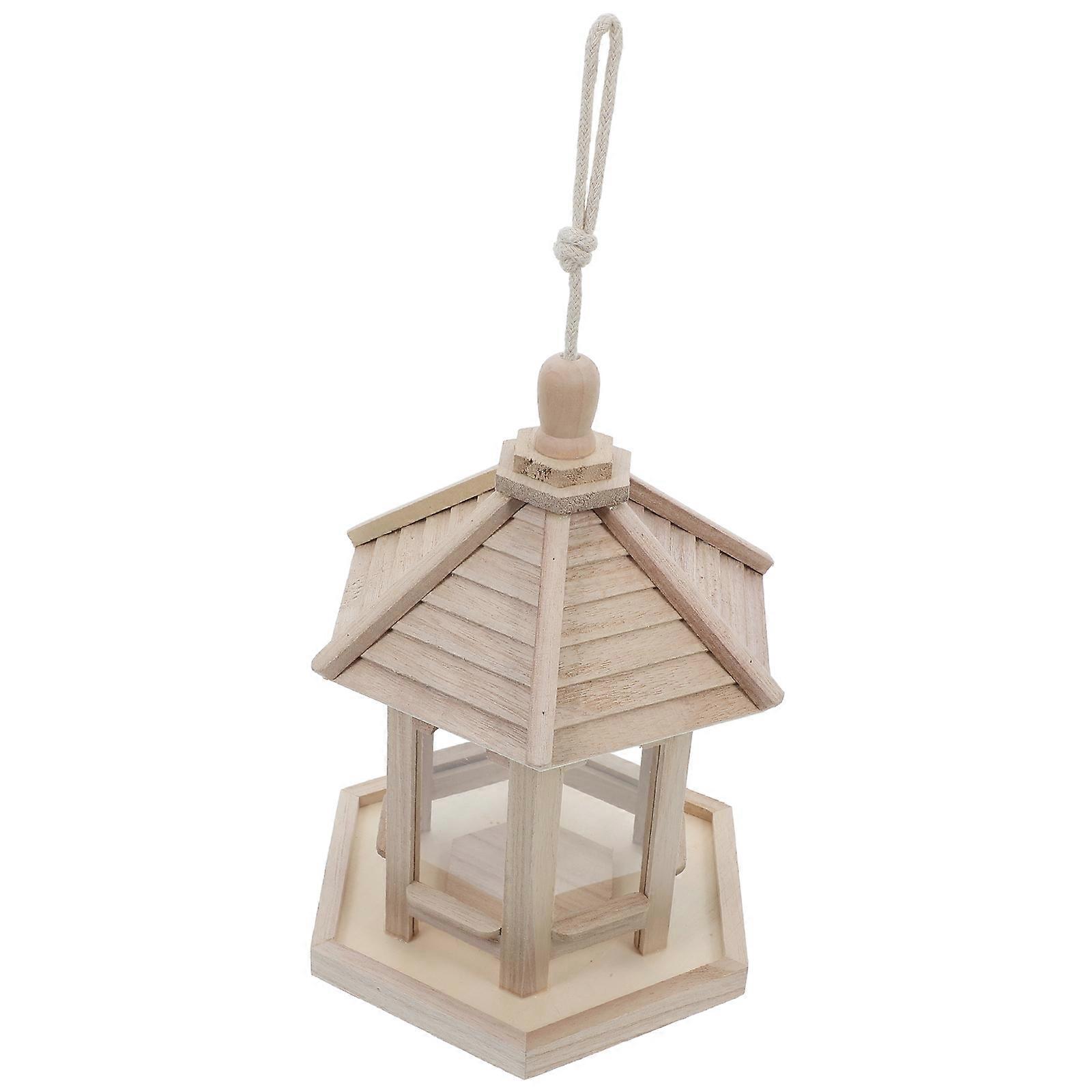 Waterproof Bird Feeder Tree Branch Feeding Wood 25.50X20.20X17.40CM House Shape 1Pack