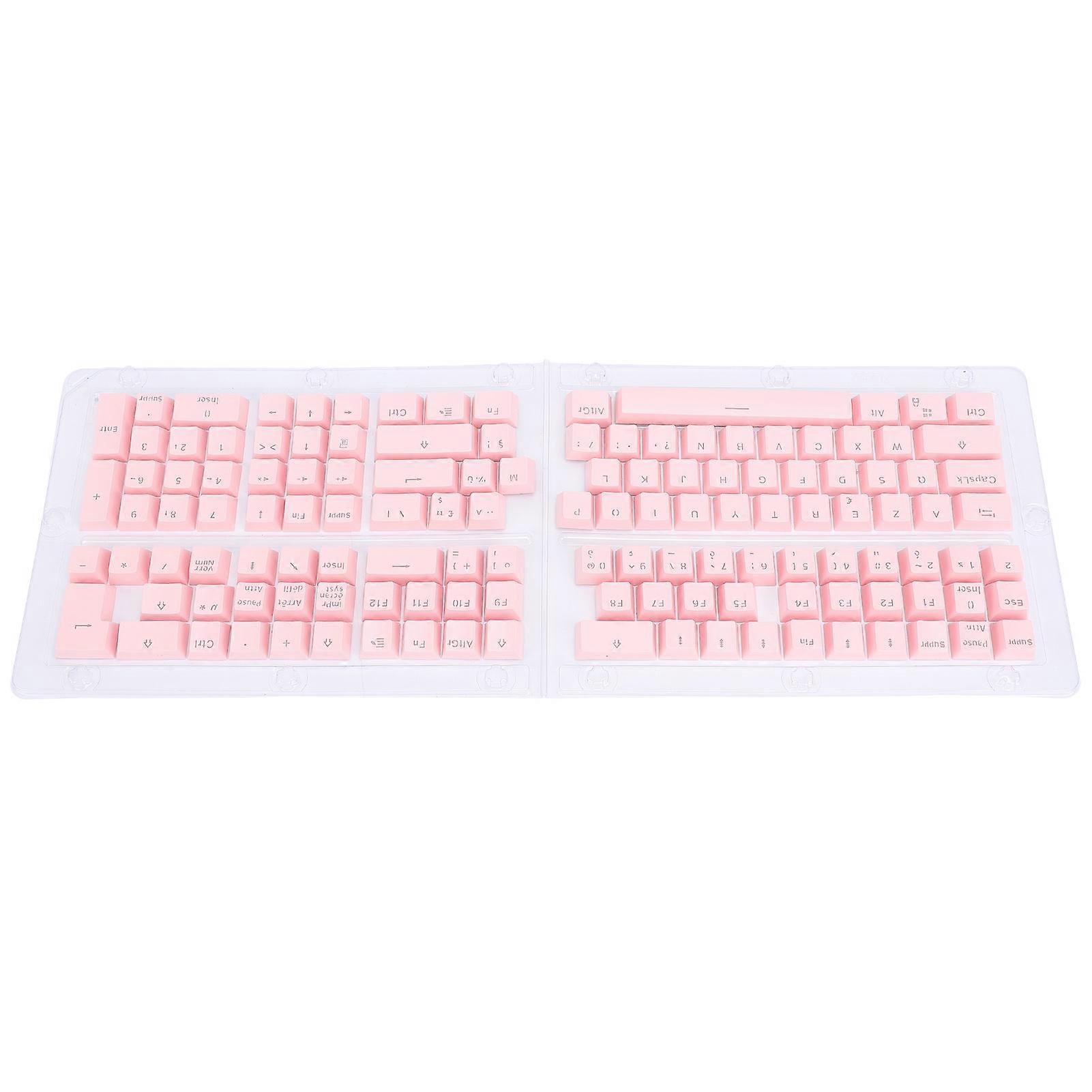 French Keyboard Keycaps 132 Keys, Minimalist Mechanical Keyboard Keycaps for 61, 64, 68, 84, 87, 96, 98, 100, 104, 108 Keyboards, Roseate
