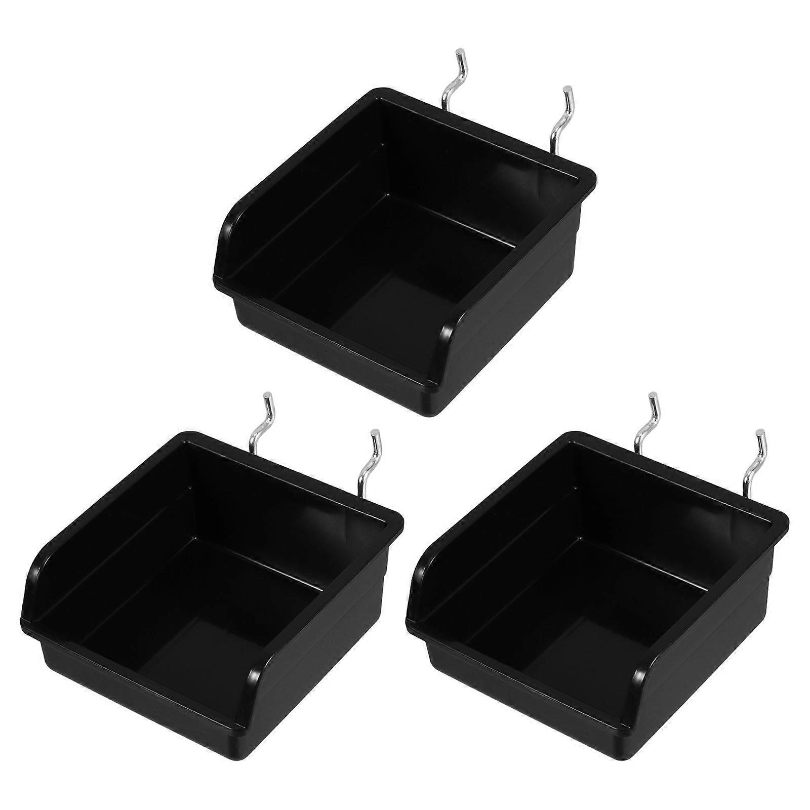 Stackable Storage Bins Peg Board Containers For Garage Workshop Home PP Material 4.21X3.93X1.97IN 3Pcs