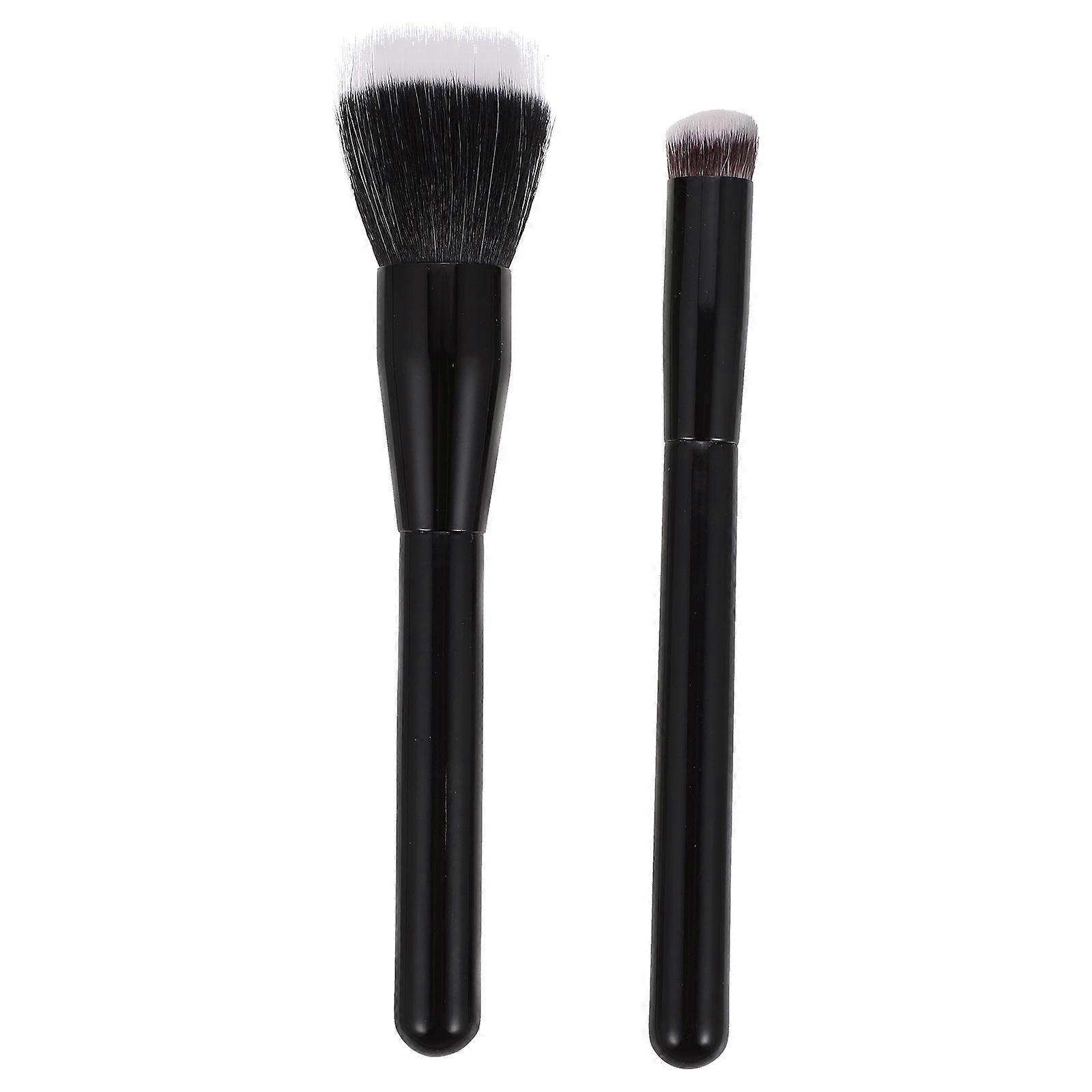 Flat Head Makeup Brush Set High Gloss Blush & Powder Brush with Double Layer Fiber for Smooth Application