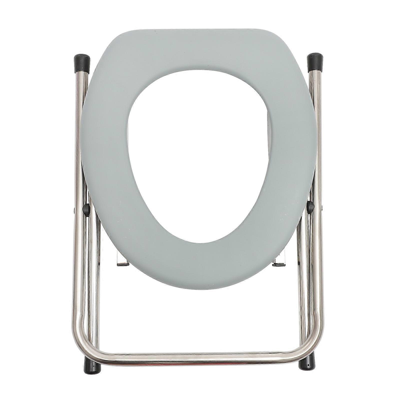 Toilet Stool Portable Foldable Easy to Clean Square Grey 38.00X38.00X34.50CM for Elderly 1Set