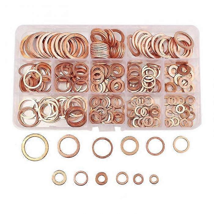 12 Sizes Copper Flat Washers, Flat Washers with a Storage Box for