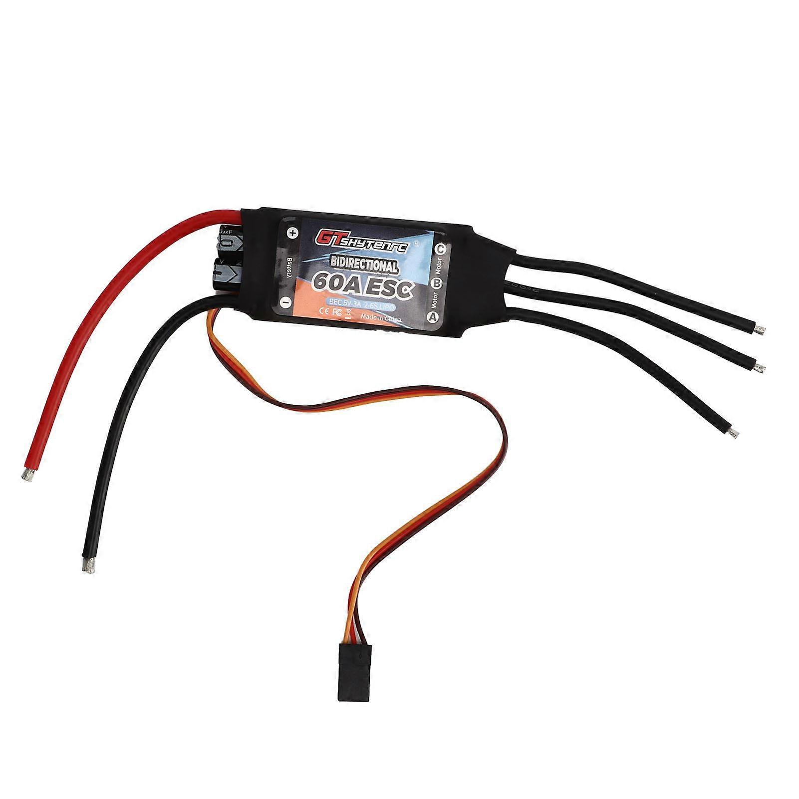 60A Black Bi-Directional Brushless Electric Speed Controller Fast Response for RC Car Boat