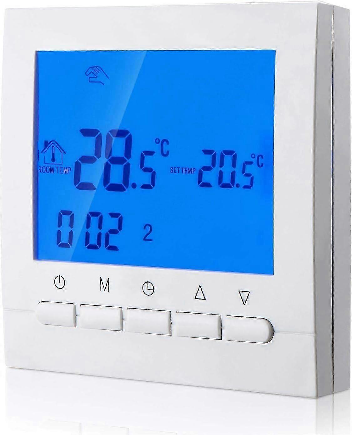 Digital varmetermostat 2-leder tilslutning med programmering til 6 arbejdsdage og 2 weekendperioder