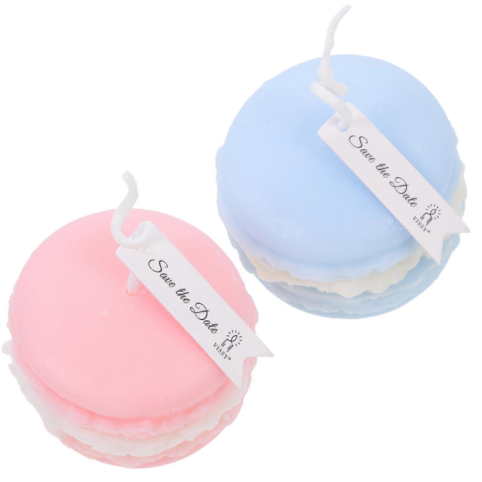Novelty Candles Macaron Shaped Scented Candle Dessert Theme Candles Home Decoration Assorted Color 2Pcs