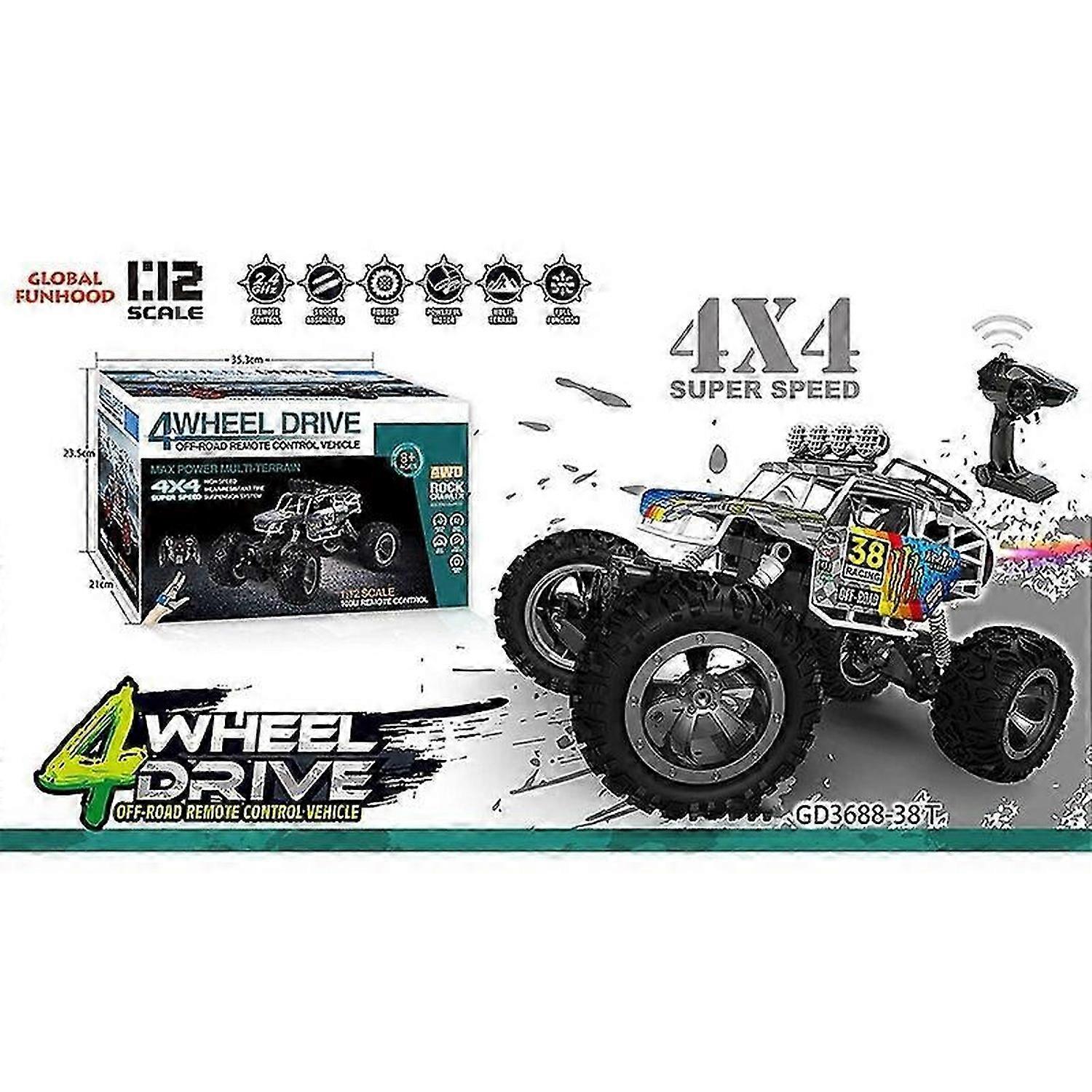 New 1:12 Spray RC Car 2.4G Remote Control Vehicle 4 WD SUV 40 Km/h High Speed Big
