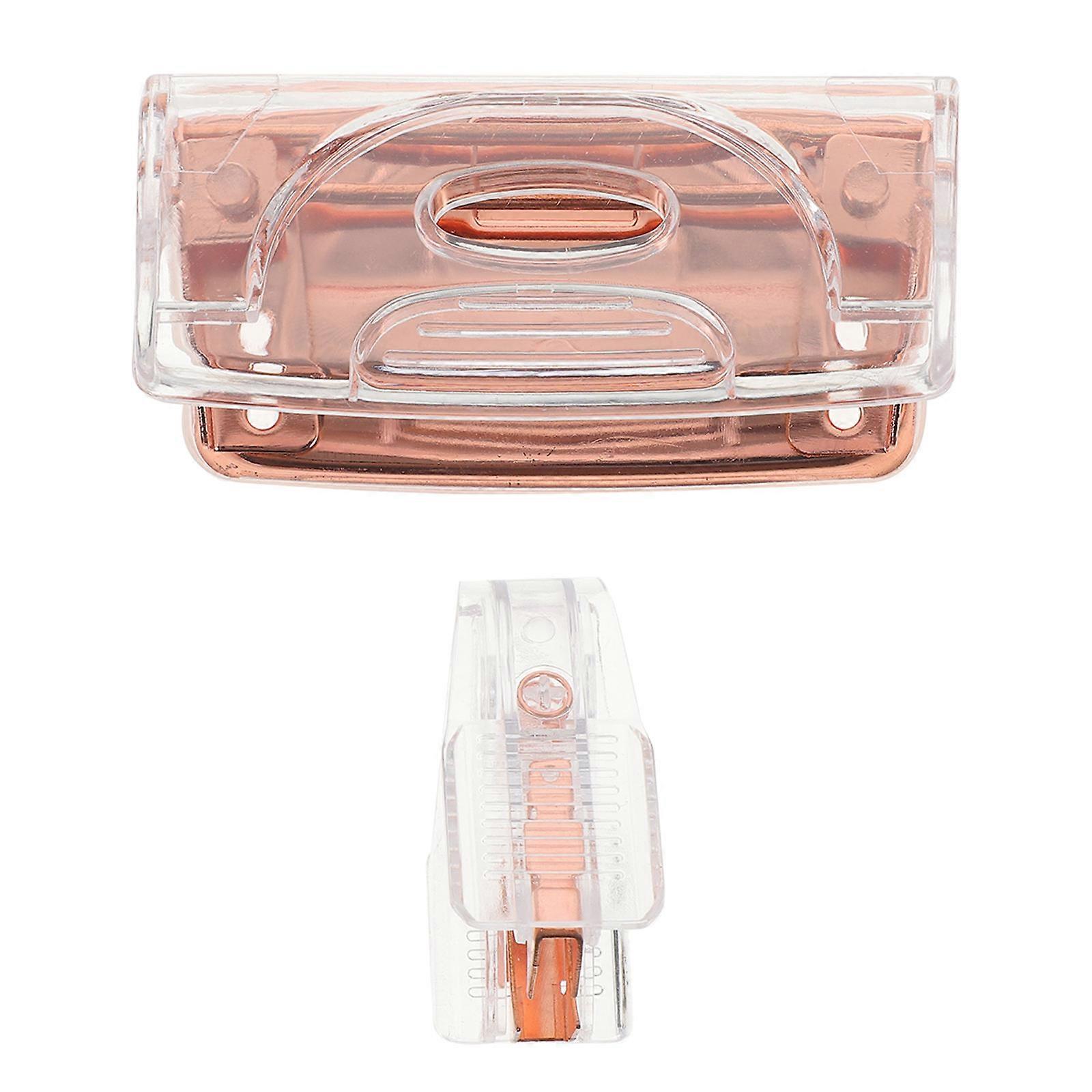Ensemble de perforatrice et d’agrafeuse portable, Fournitures de bureau en or rose pour une gestion efficace, Finition transparente pour une utilisation précise