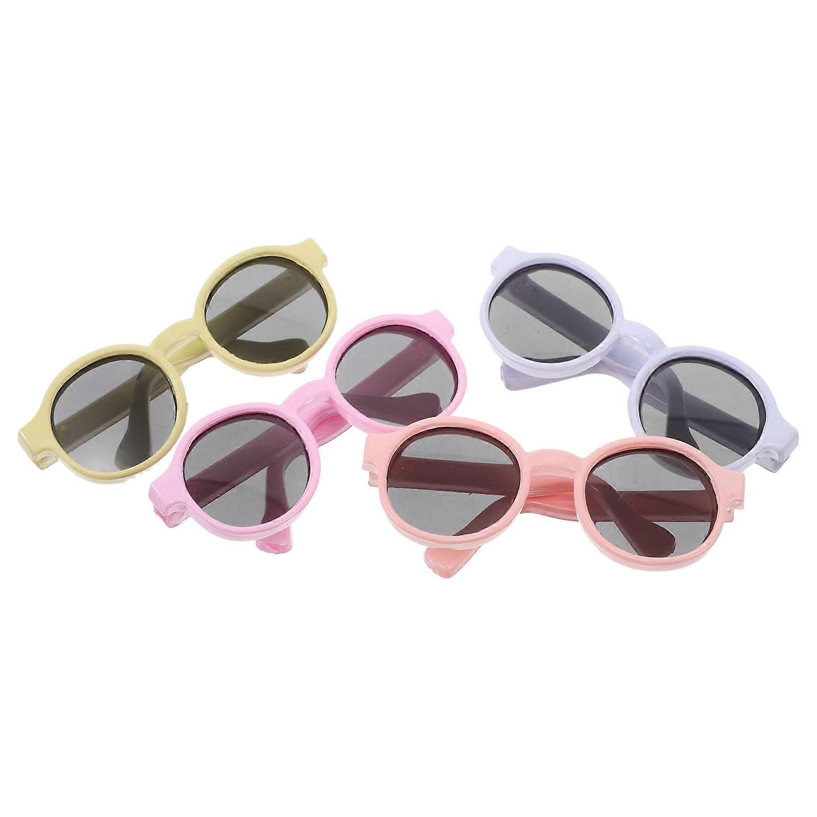 4pcs Mini Doll Sunglasses Macaron Tiny Eyewear Lightweight Pretend Play Accessories for Dollhouse Crafts Party Costumes